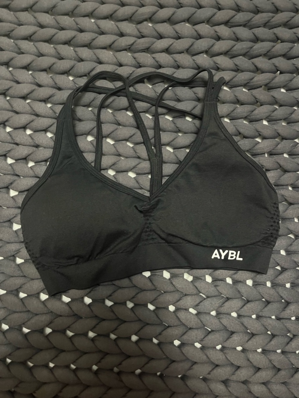 AYBL Black Strappy V-Neck Sports Bra